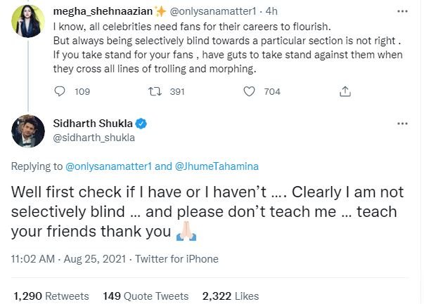 Sidharth Shukla takes stand for his good friend Shehnaaz Gill amid fan